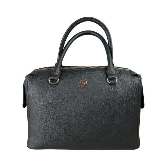 Anne Klein Handbags - Anne Klein Black Pebbled Faux Leather Satchel Handbag